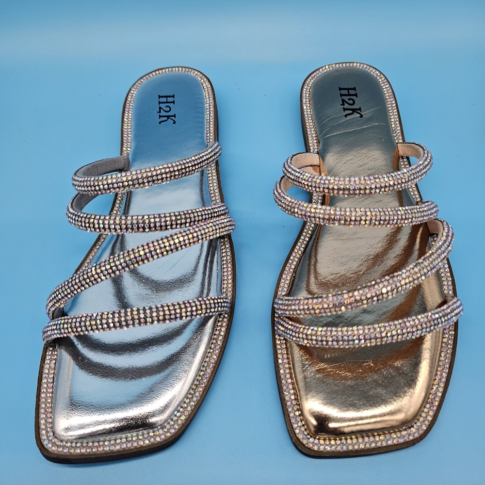 Women's Comfy Silver and Gold Strappy Sandals